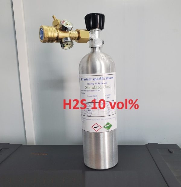 Chai khí trộn hiệu chuẩn H2S 10 vol%