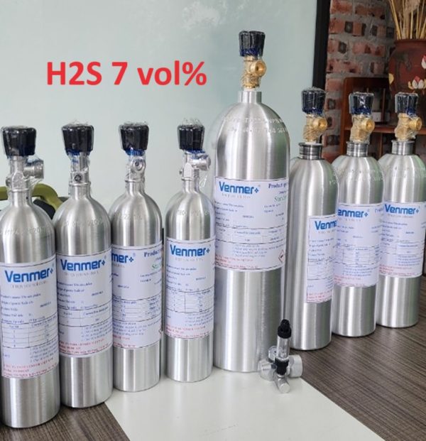 Chai khí trộn hiệu chuẩn H2S 7 vol%