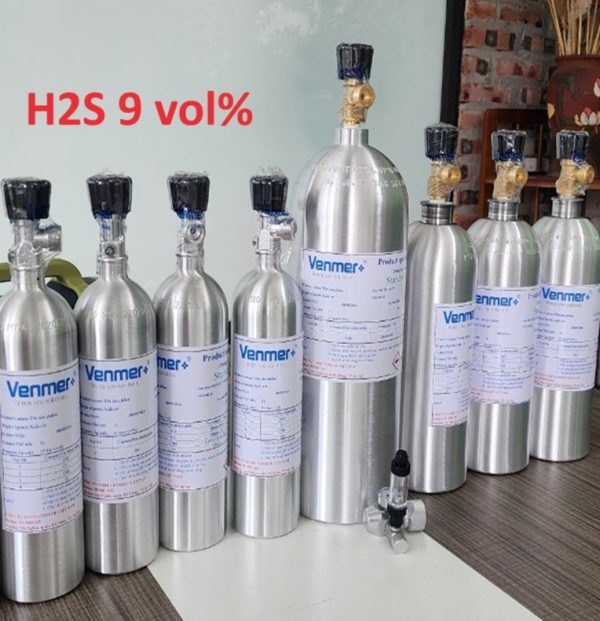 Chai khí trộn hiệu chuẩn H2S 9 vol%