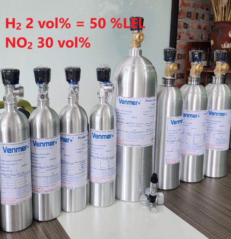 Chai khí H2 Hydro 50 % LEL NO2 30 vol % 2 Chai khí H2 Hydro 50 % LEL NO2 30 vol %